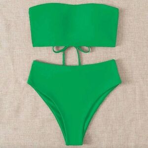 Tie Back Bandeau 2 Piece Bikini Set, L (8-10), Green